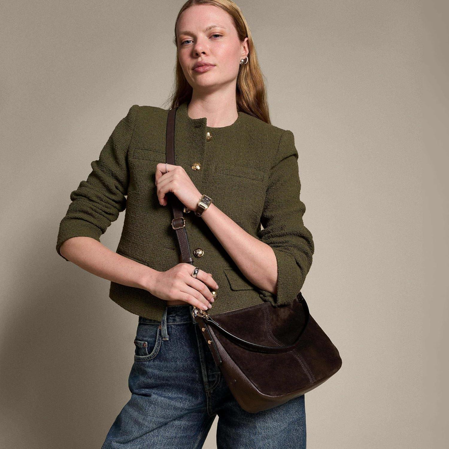 imageFossil Womens Jolie Leather Crossbody Purse Handbag for WomenMink Suede