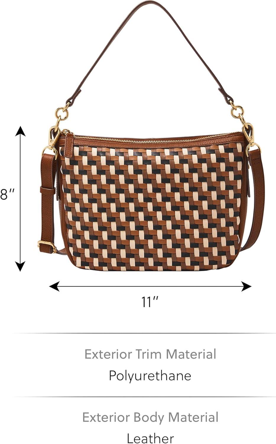 imageFossil Womens Jolie Leather Crossbody Purse Handbag for WomenNeutral Woven