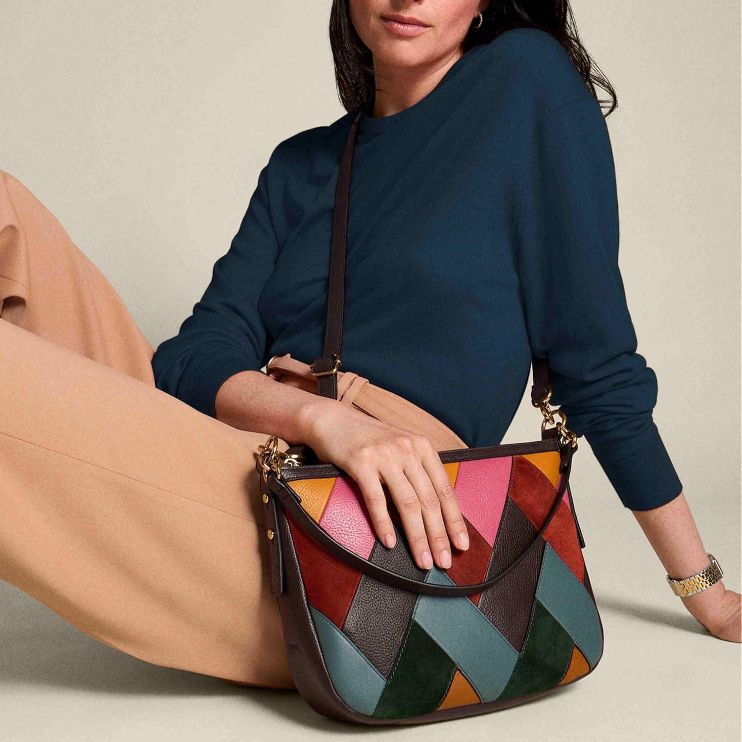 imageFossil Womens Jolie Leather Crossbody Purse Handbag for WomenPatchwork