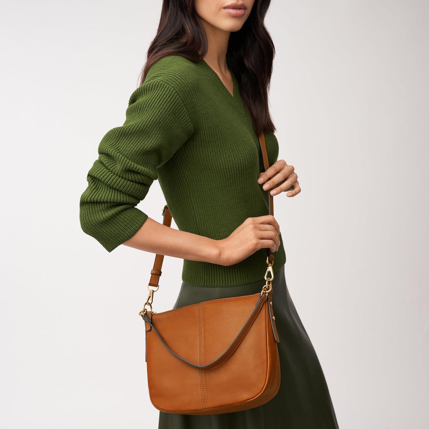 imageFossil Womens Jolie Leather Crossbody Purse Handbag for WomenSaddle