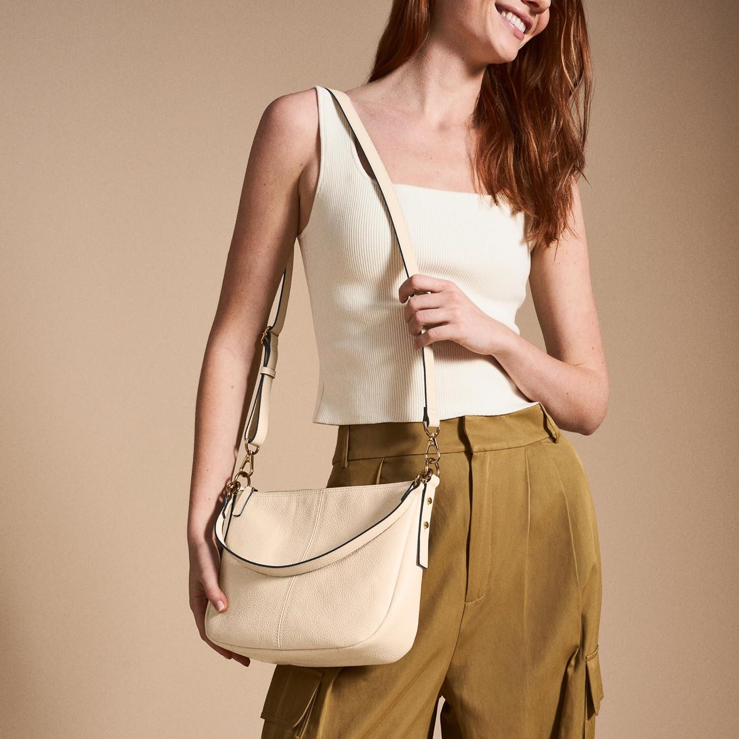 imageFossil Womens Jolie Leather Crossbody Purse Handbag for WomenVanilla