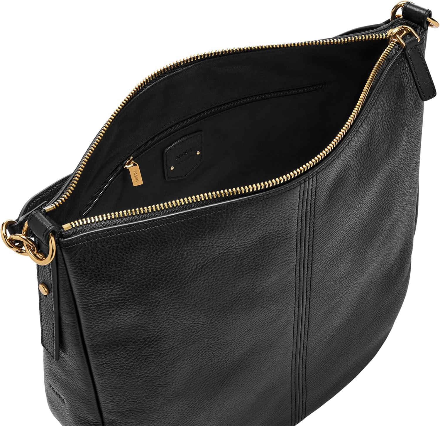 imageFossil Womens Jolie Leather Hobo Purse Handbag for WomenBlack
