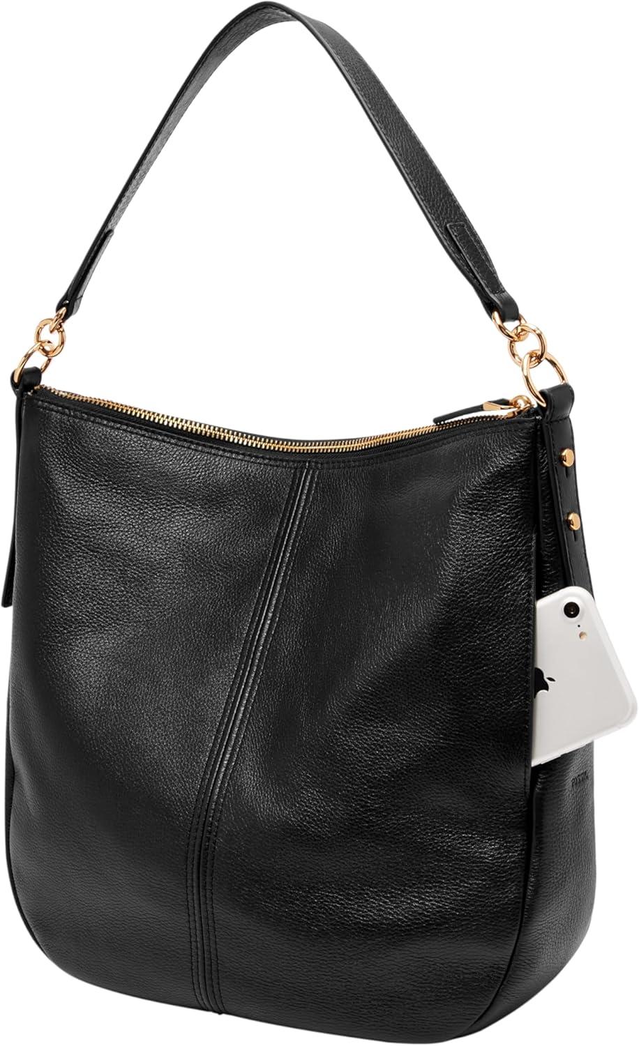 imageFossil Womens Jolie Leather Hobo Purse Handbag for WomenBlack