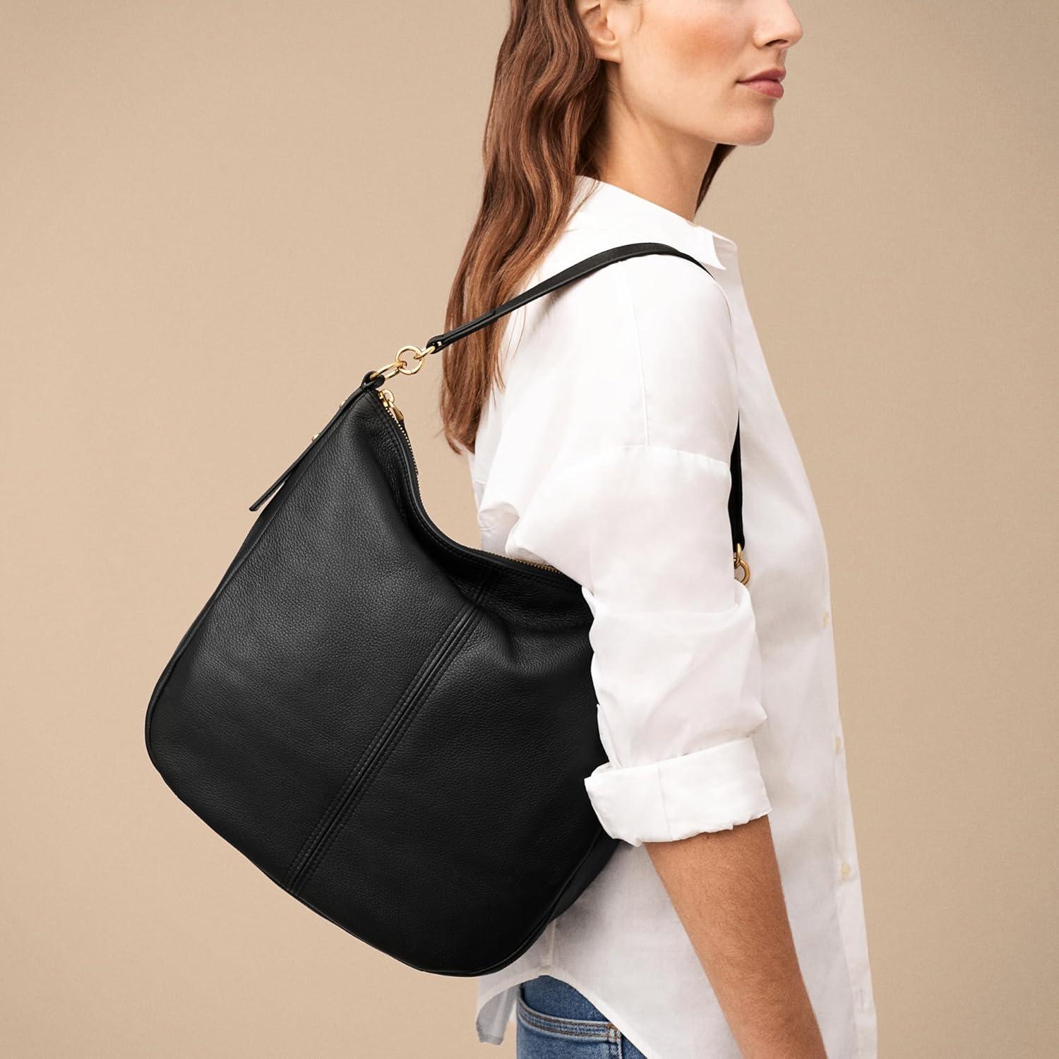 imageFossil Womens Jolie Leather Hobo Purse Handbag for WomenBlack