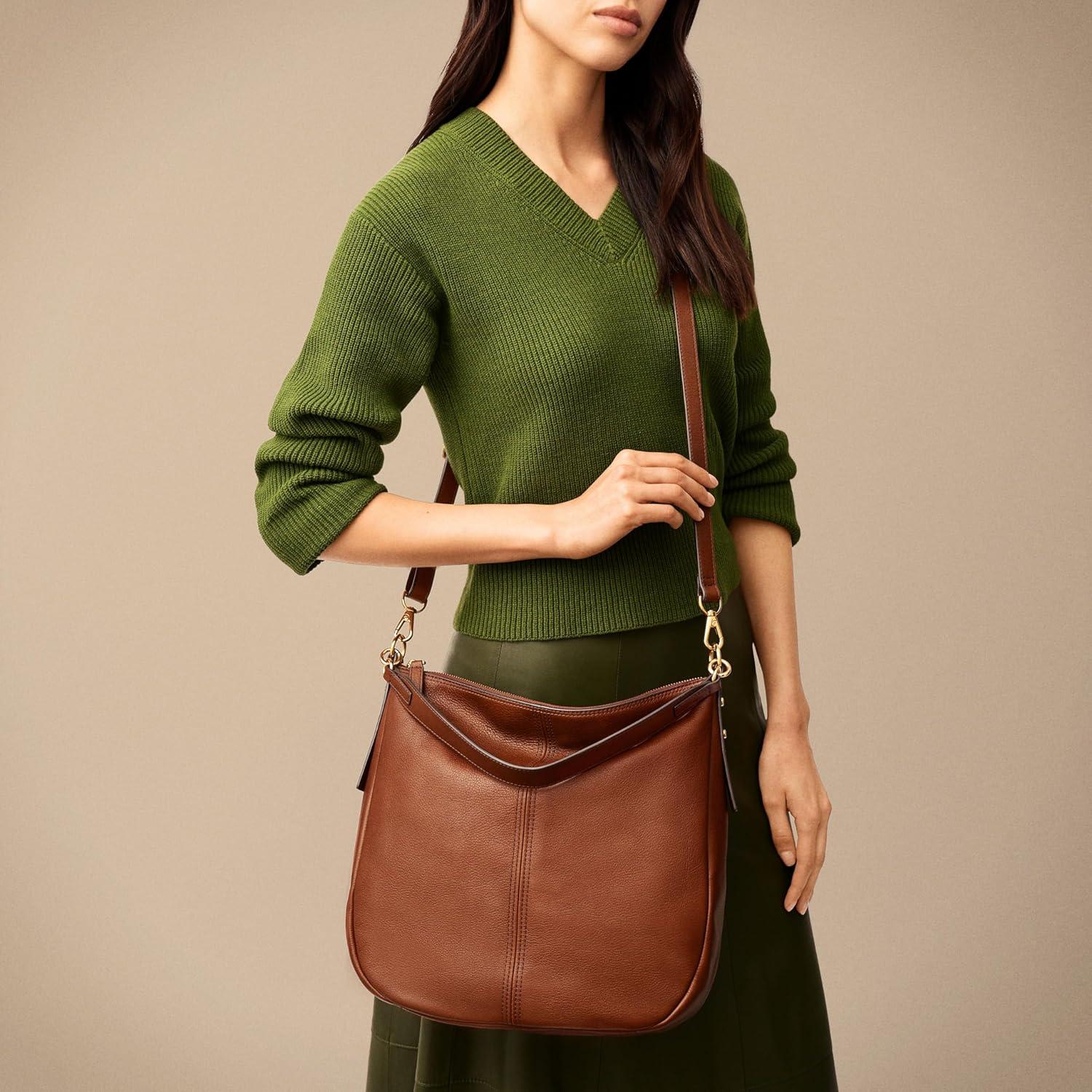 imageFossil Womens Jolie Leather Hobo Purse Handbag for WomenBrown