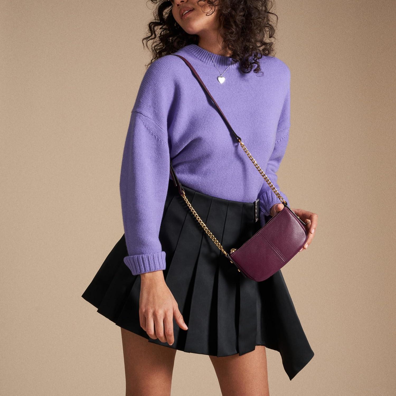 imageFossil Womens Jolie Leather Small Shoulder Bag Purse Handbag for WomenAmethyst