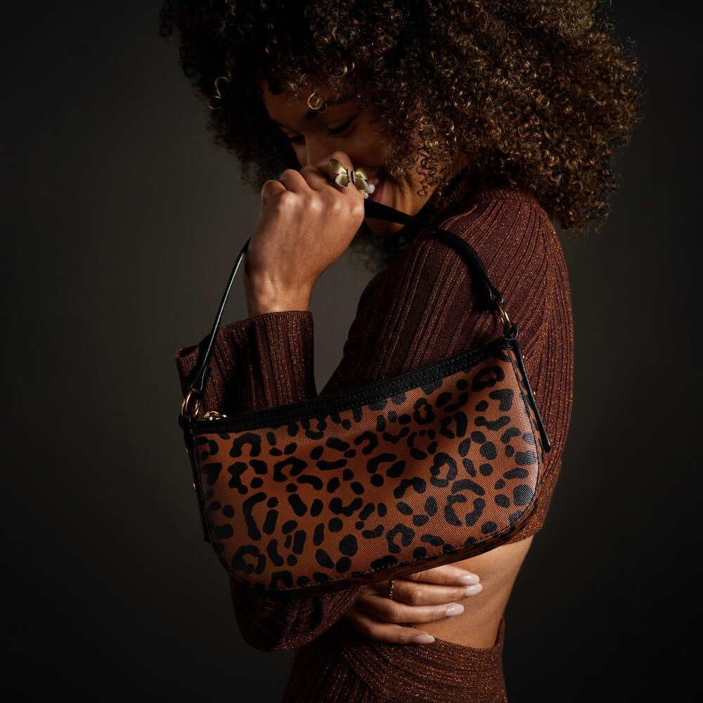 imageFossil Womens Jolie Leather Small Shoulder Bag Purse Handbag for WomenBlack  Leopard