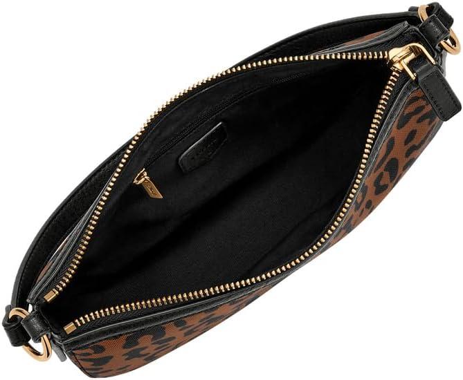 imageFossil Womens Jolie Leather Small Shoulder Bag Purse Handbag for WomenBlack  Leopard