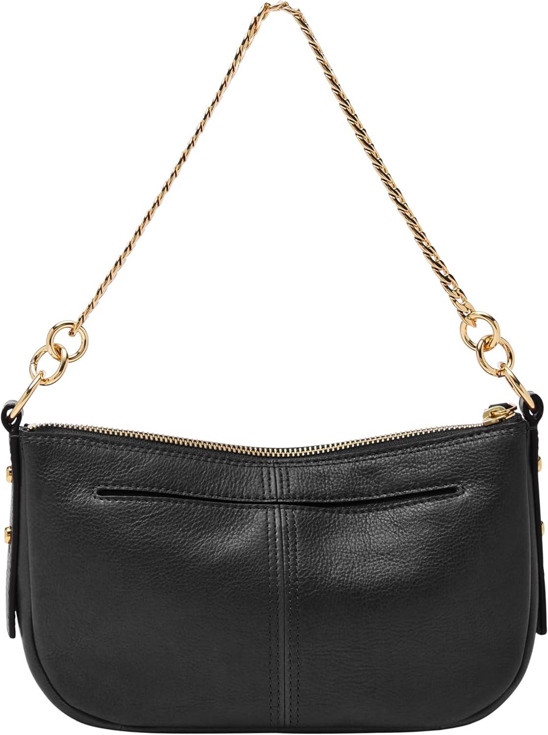 imageFossil Womens Jolie Leather Small Shoulder Bag Purse Handbag for WomenBlack W Chain