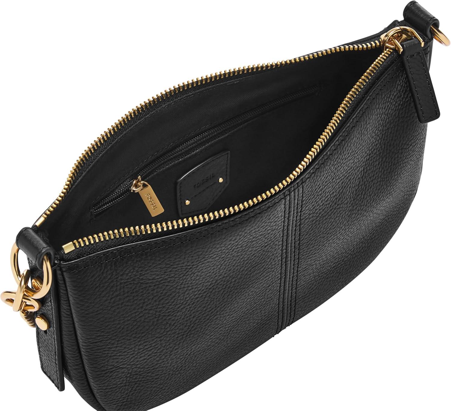 imageFossil Womens Jolie Leather Small Shoulder Bag Purse Handbag for WomenBlack W Chain