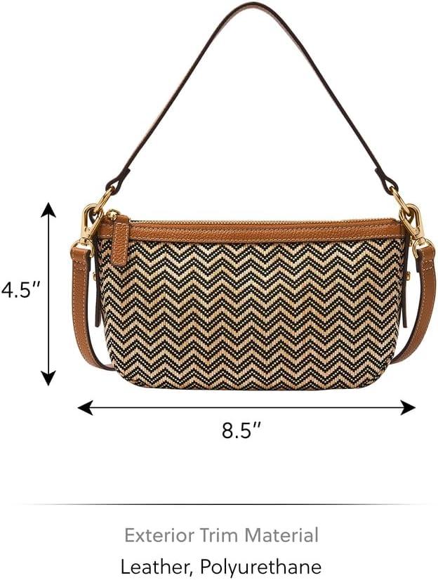 imageFossil Womens Jolie Leather Small Shoulder Bag Purse Handbag for WomenChevron Straw