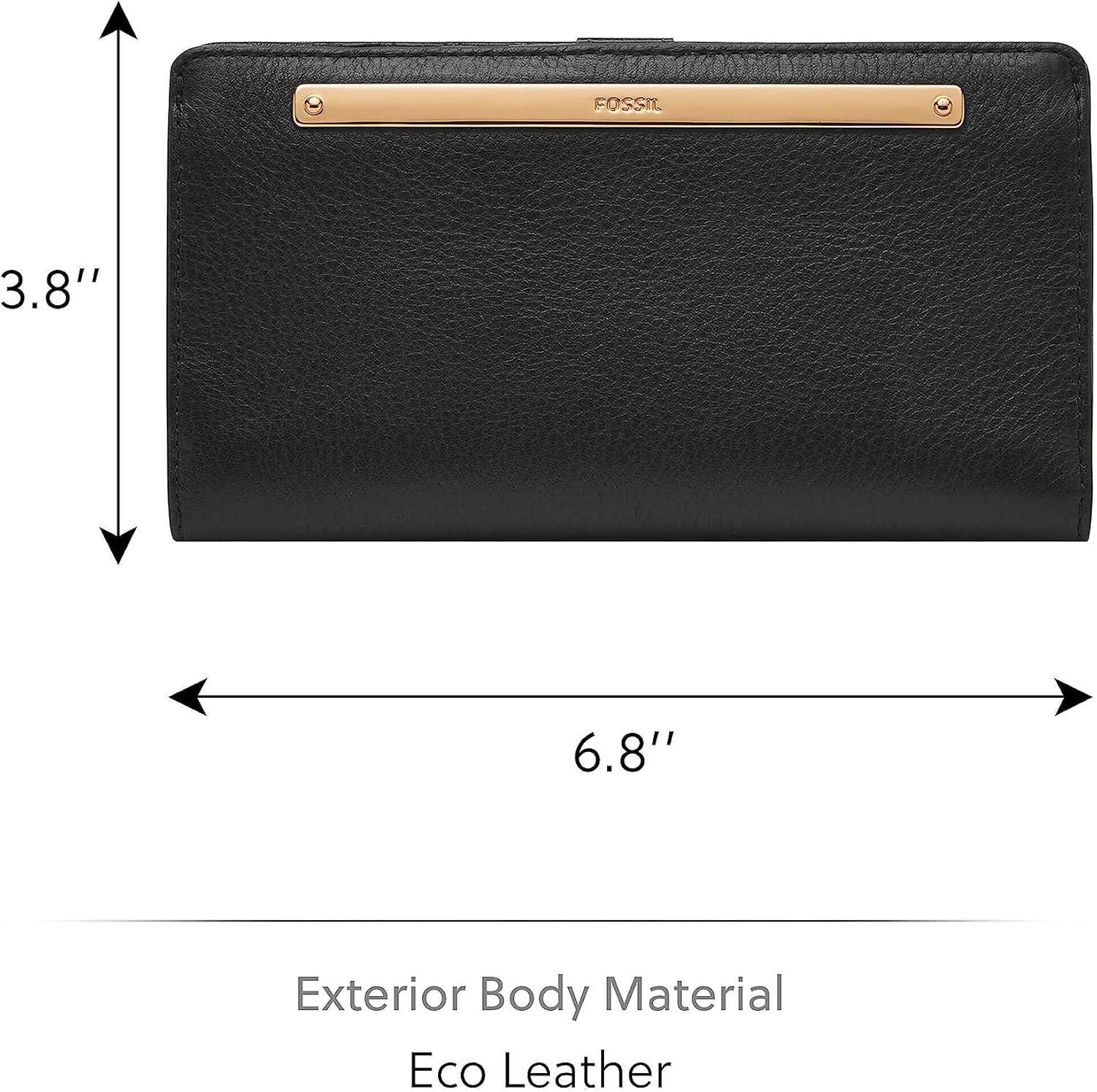 imageFossil Womens Liza Leather Slim Bifold Wallet for WomenBlack W Gold