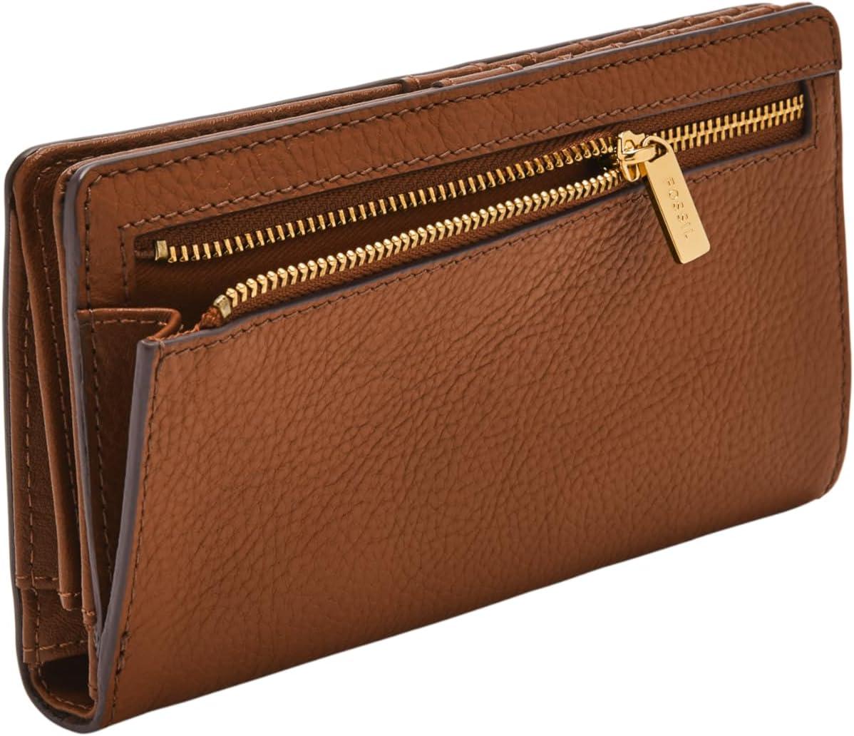 imageFossil Womens Liza Leather Slim Bifold Wallet for WomenBrown W Gold