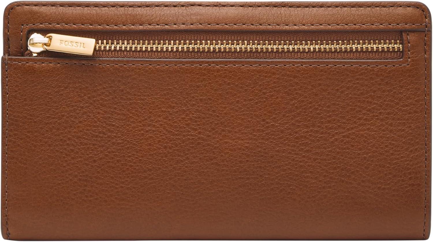imageFossil Womens Liza Leather Slim Bifold Wallet for WomenBrown W Gold