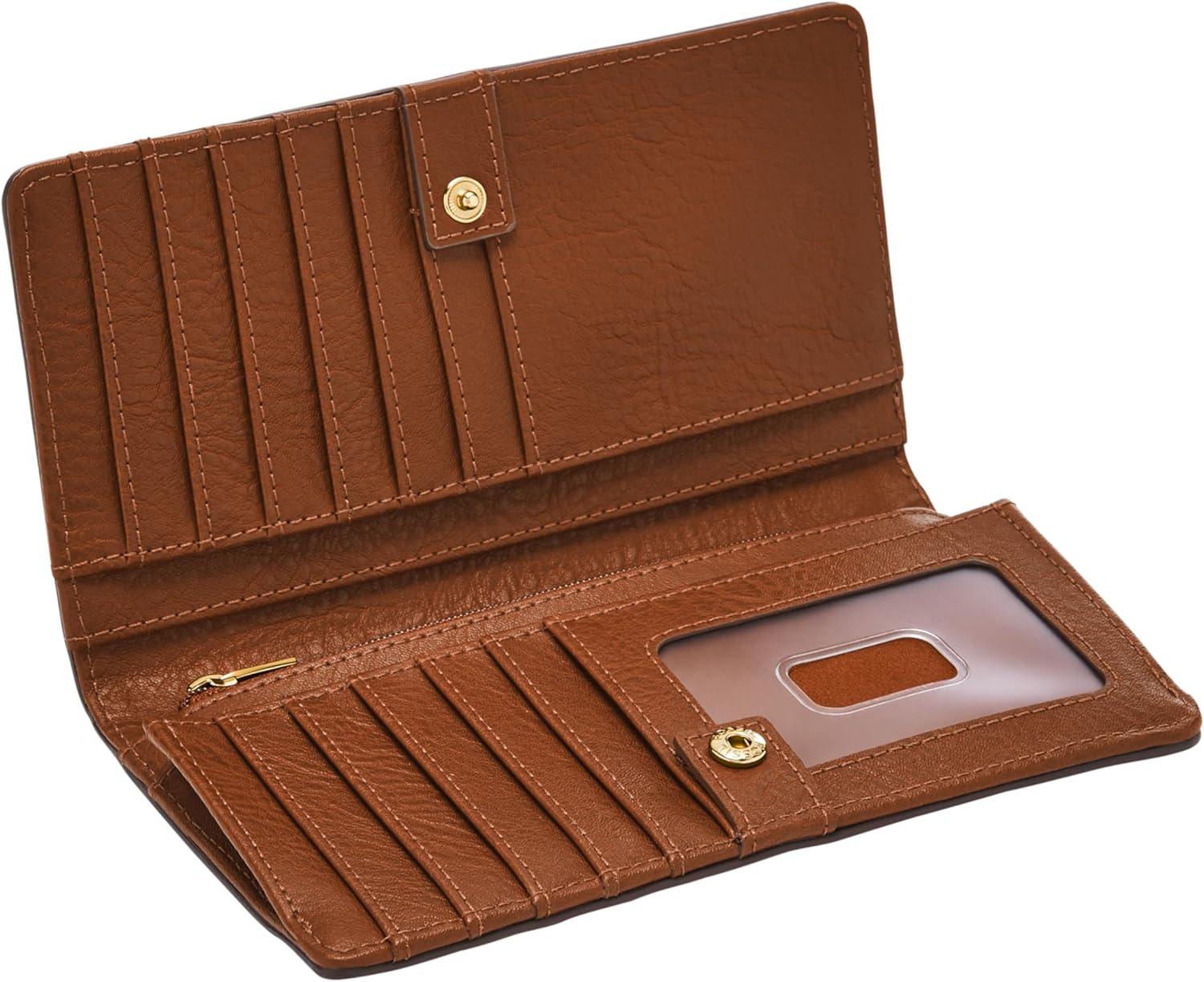 imageFossil Womens Liza Leather Slim Bifold Wallet for WomenBrown W Gold