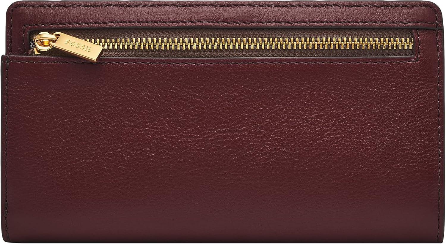imageFossil Womens Liza Leather Slim Bifold Wallet for WomenMahogany