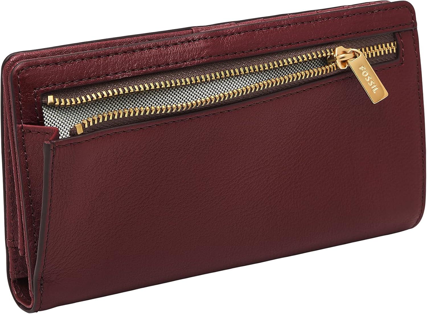 imageFossil Womens Liza Leather Slim Bifold Wallet for WomenMahogany