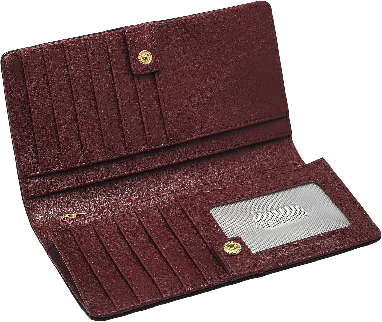 imageFossil Womens Liza Leather Slim Bifold Wallet for WomenMahogany