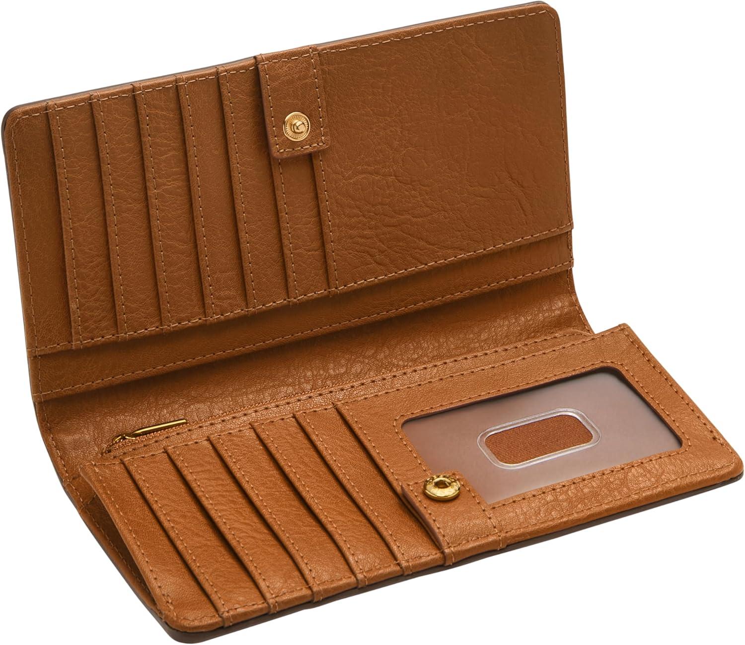 imageFossil Womens Liza Leather Slim Bifold Wallet for WomenMulti Tile