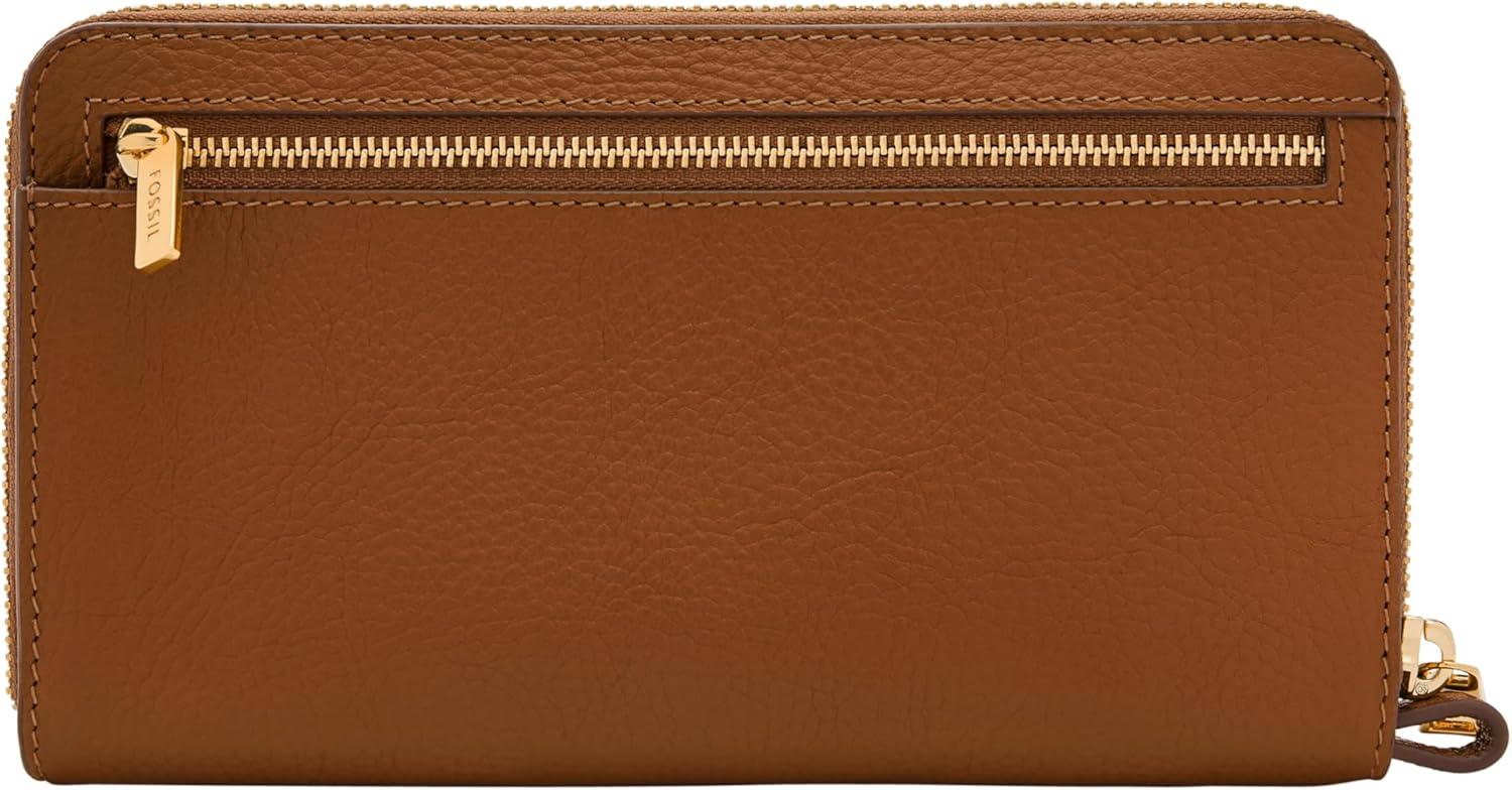 imageFossil Womens Liza Leather Wallet Zip Around Clutch with Wristlet Strap Black Model SL7878G001Multi Woven