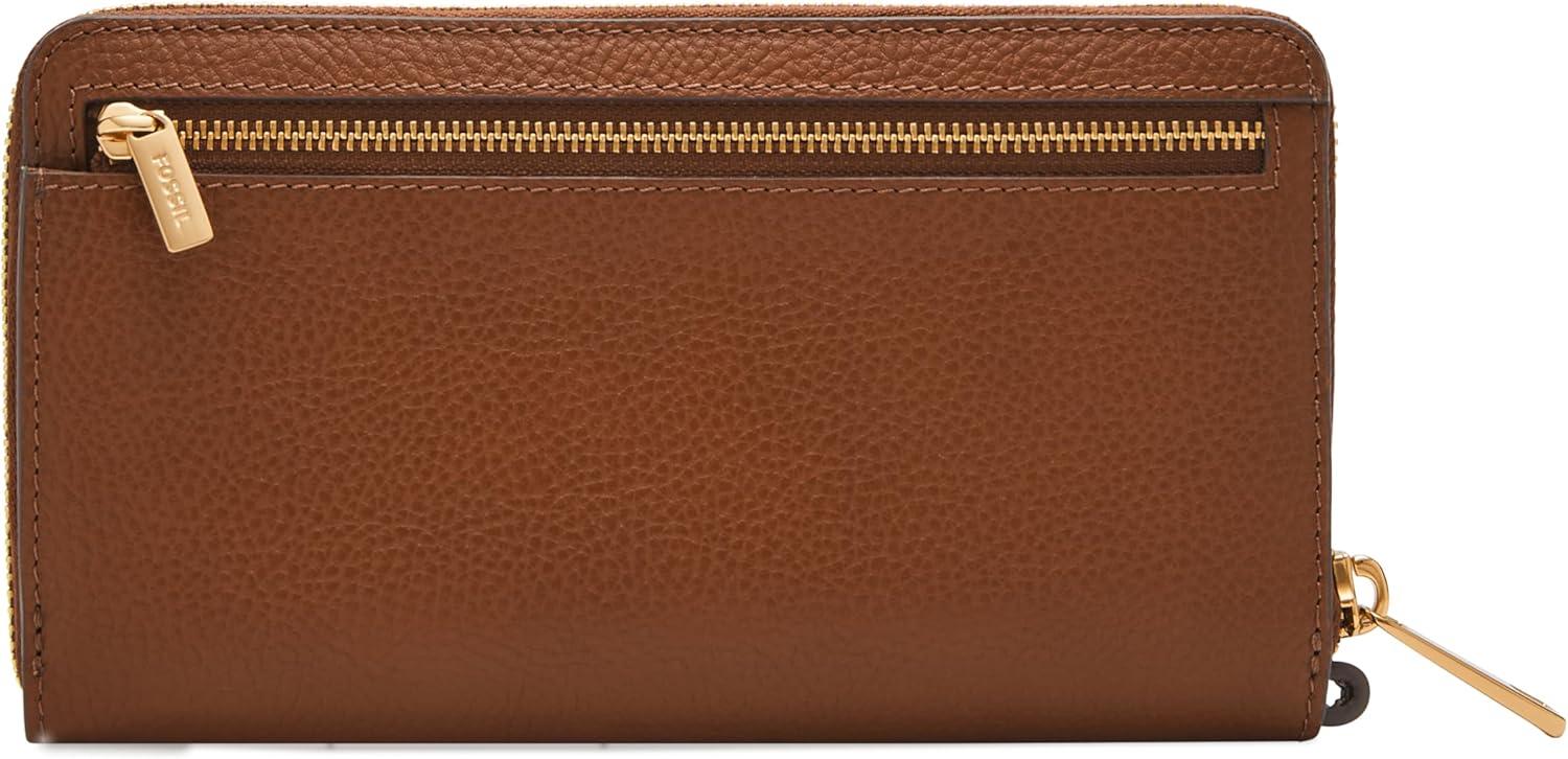 imageFossil Womens Liza Leather Wallet Zip Around Clutch with Wristlet Strap Black Model SL7878G001Neutral Woven