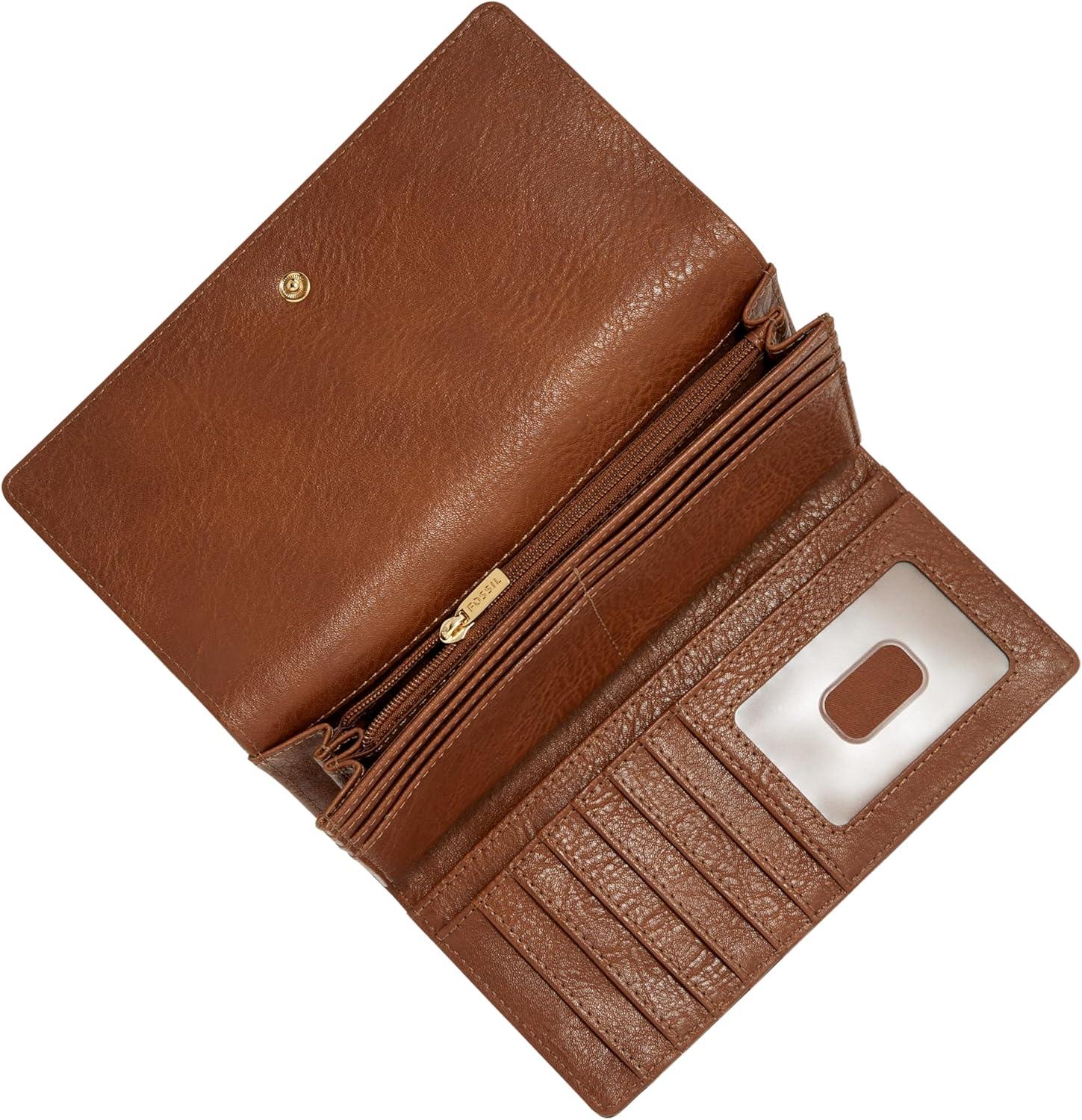 imageFossil Womens Logan Leather Wallet RFID Blocking Flap Clutch Organizer Black Model SL7833001Brown