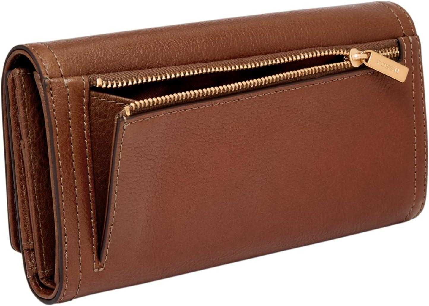 imageFossil Womens Logan Leather Wallet RFID Blocking Flap Clutch Organizer Black Model SL7833001Brown