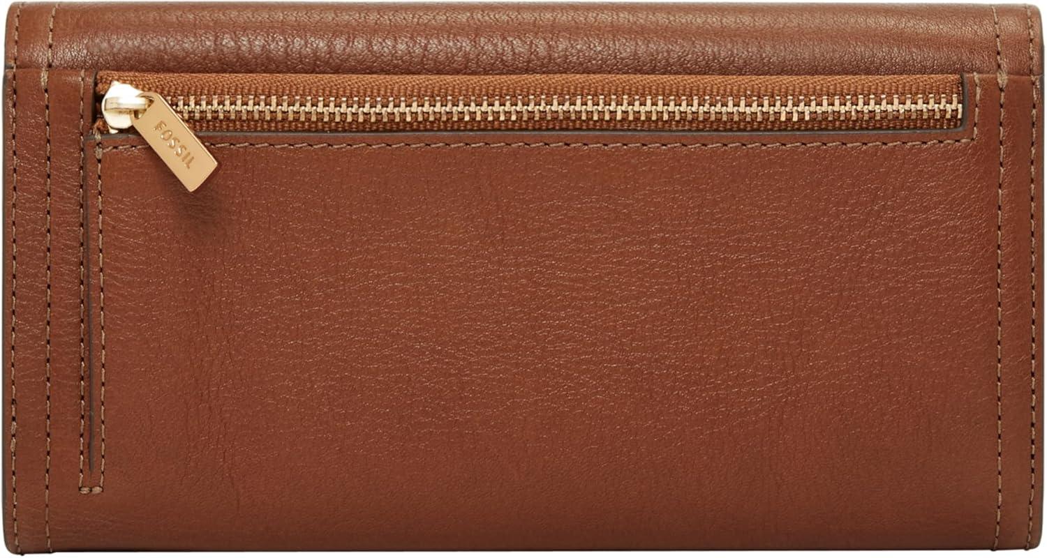 imageFossil Womens Logan Leather Wallet RFID Blocking Flap Clutch Organizer Black Model SL7833001Brown