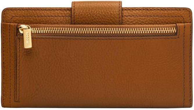 imageFossil Womens Logan Leather Wallet RFID Blocking Tab Clutch Black Model SL7830001Saddle