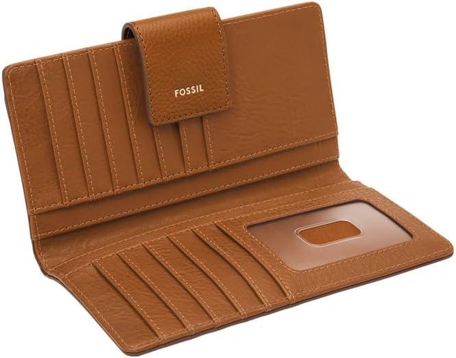imageFossil Womens Logan Leather Wallet RFID Blocking Tab Clutch Black Model SL7830001Saddle