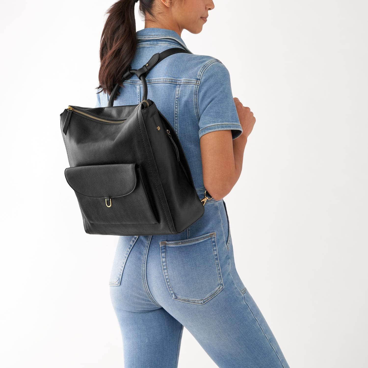 imageFossil Womens Parker Leather Convertible Backpack Purse Handbag for WomenBlack W Outer Pocket