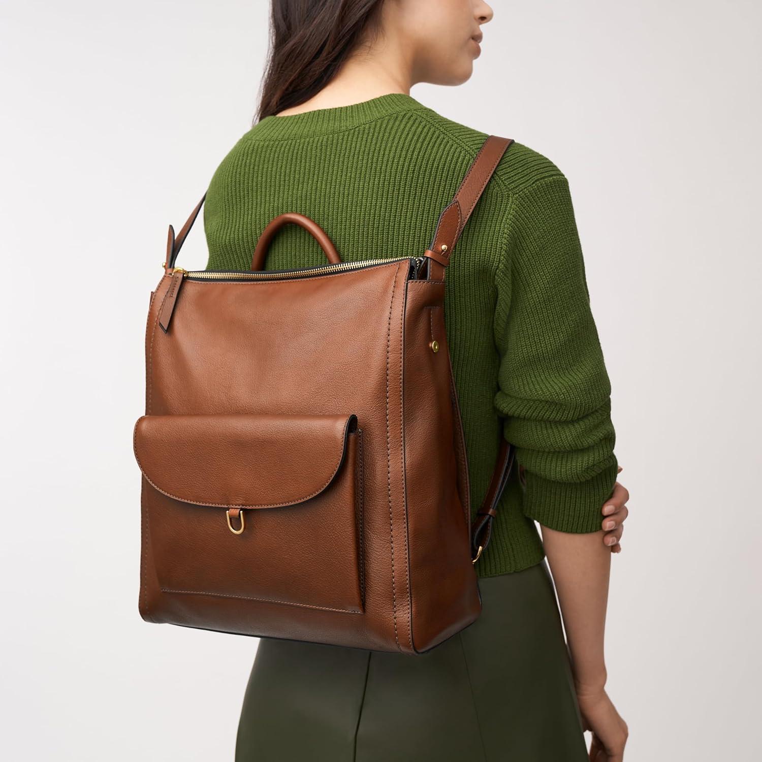 imageFossil Womens Parker Leather Convertible Backpack Purse Handbag for WomenBrown W Outer Pocket