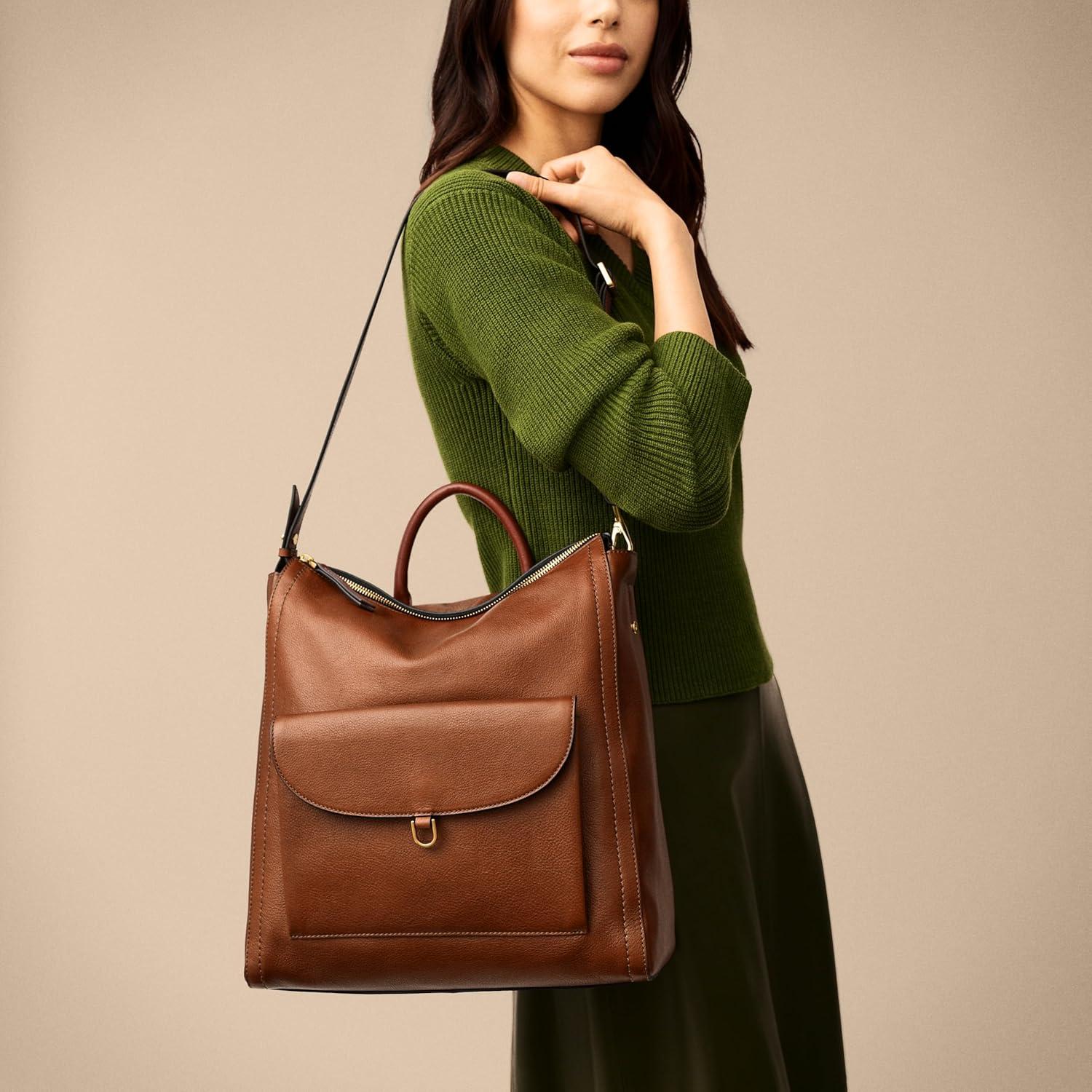 imageFossil Womens Parker Leather Convertible Backpack Purse Handbag for WomenBrown W Outer Pocket