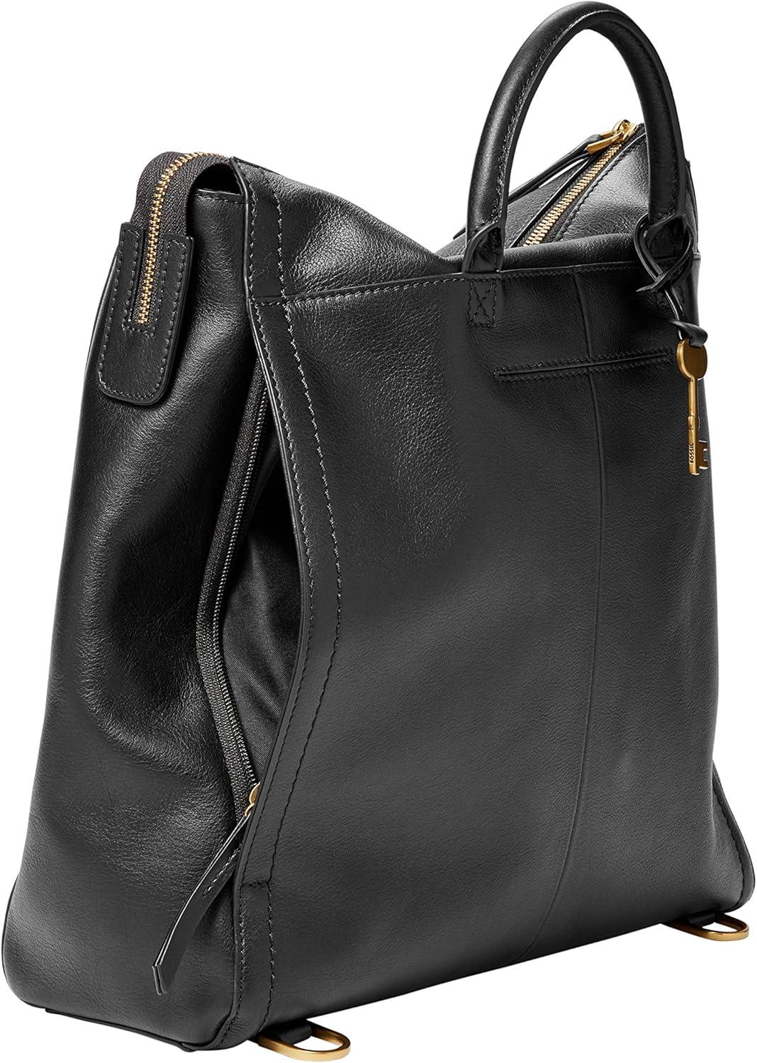 imageFossil Womens Parker Leather Convertible Backpack Purse Handbag for WomenLarge  Black