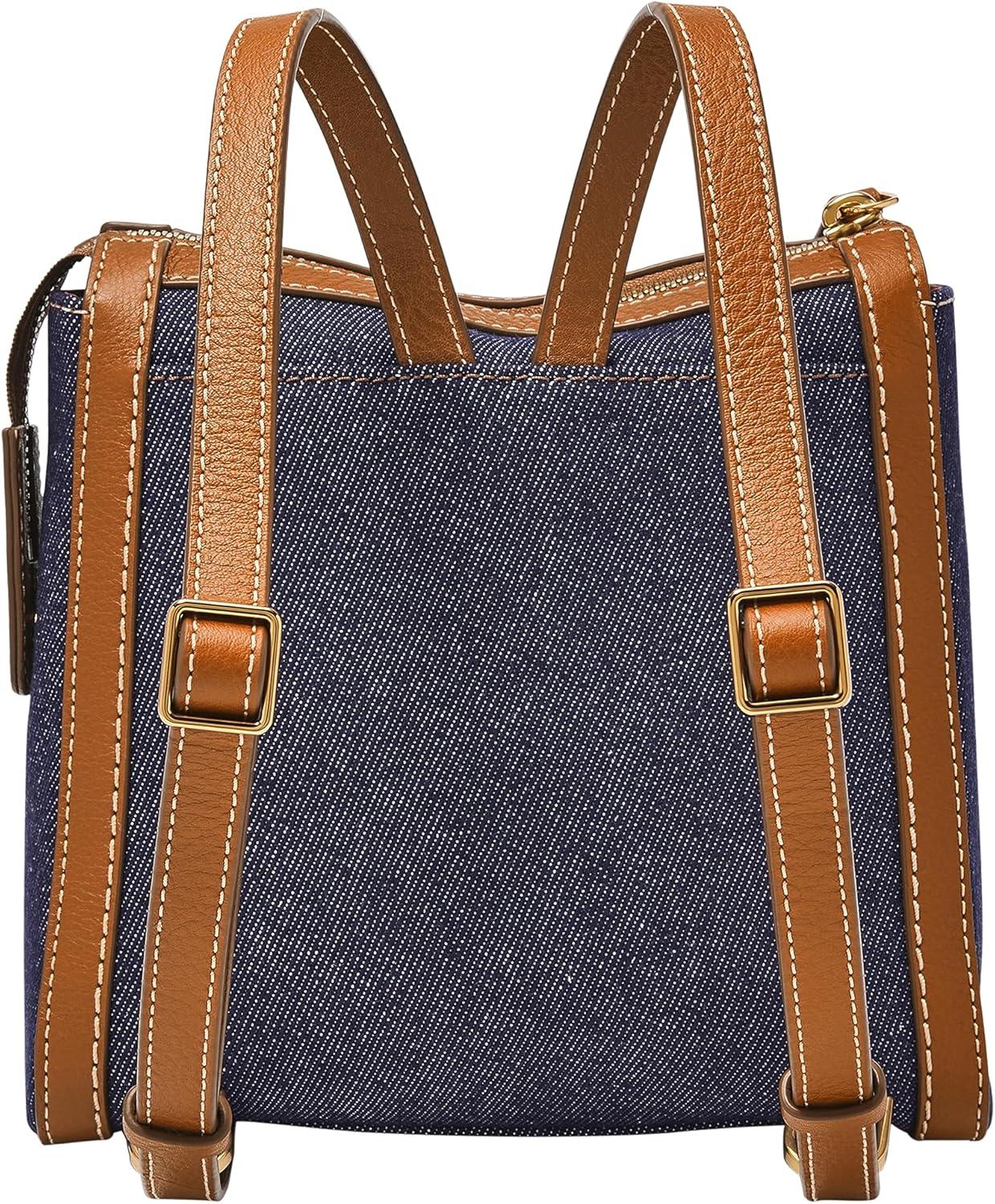 imageFossil Womens Parker Leather Convertible Backpack Purse Handbag for WomenSaddle  Denim