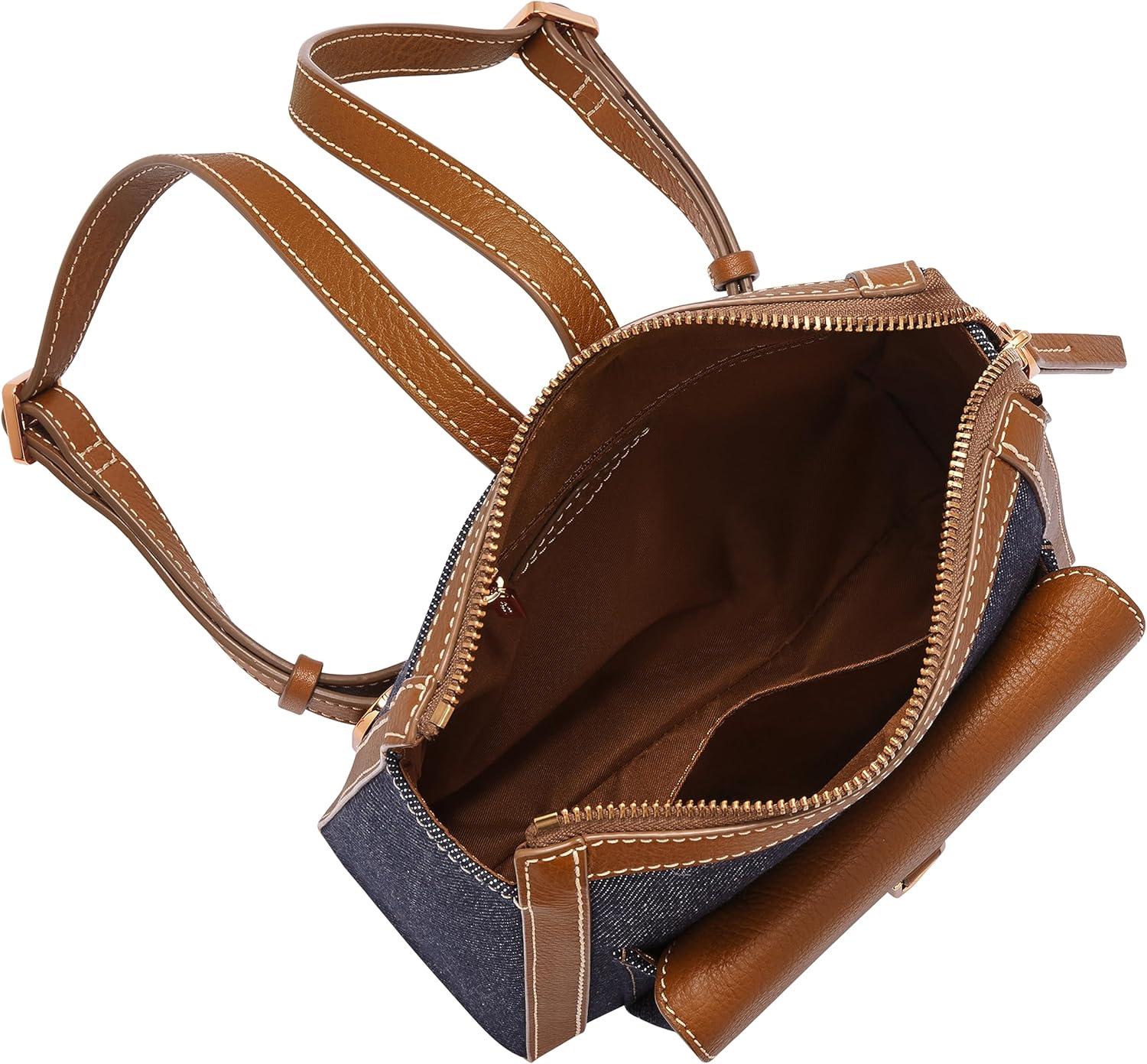imageFossil Womens Parker Leather Convertible Backpack Purse Handbag for WomenSaddle  Denim
