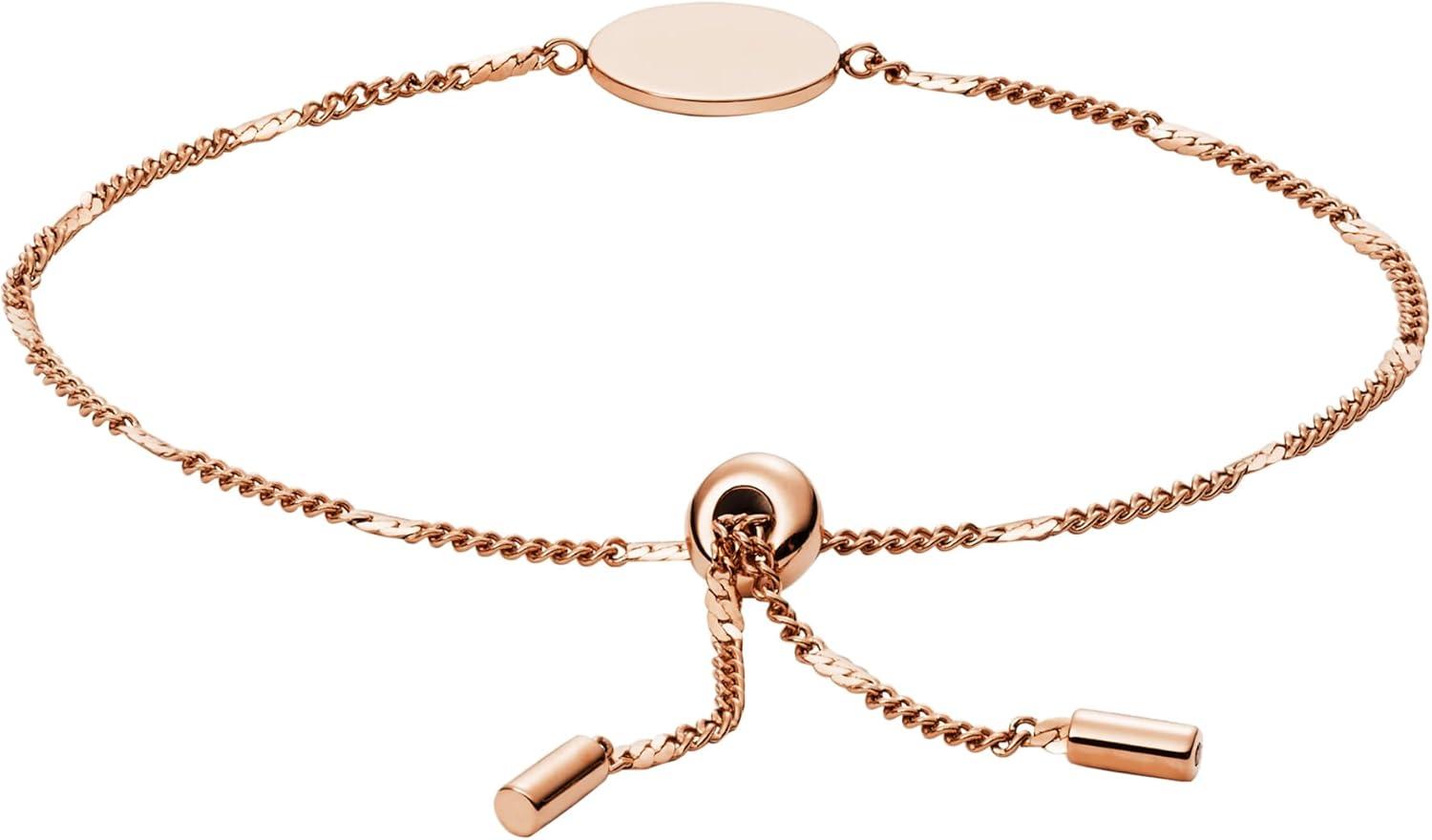 imageFossil Womens Plated Stainless Steel Engravable Personalized Gift Bracelet for WomenRose Gold Disc