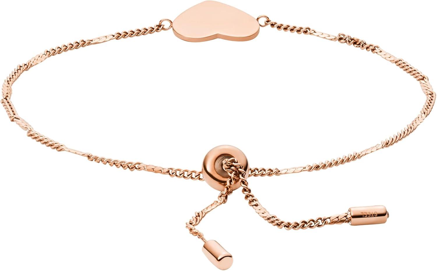 imageFossil Womens Plated Stainless Steel Engravable Personalized Gift Bracelet for WomenRose Gold Heart