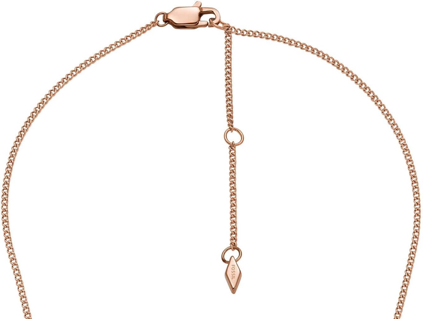 imageFossil Womens Plated Stainless Steel Engravable Personalized Gift Pendant Chain Necklace for WomenDrew Rose Gold Disc