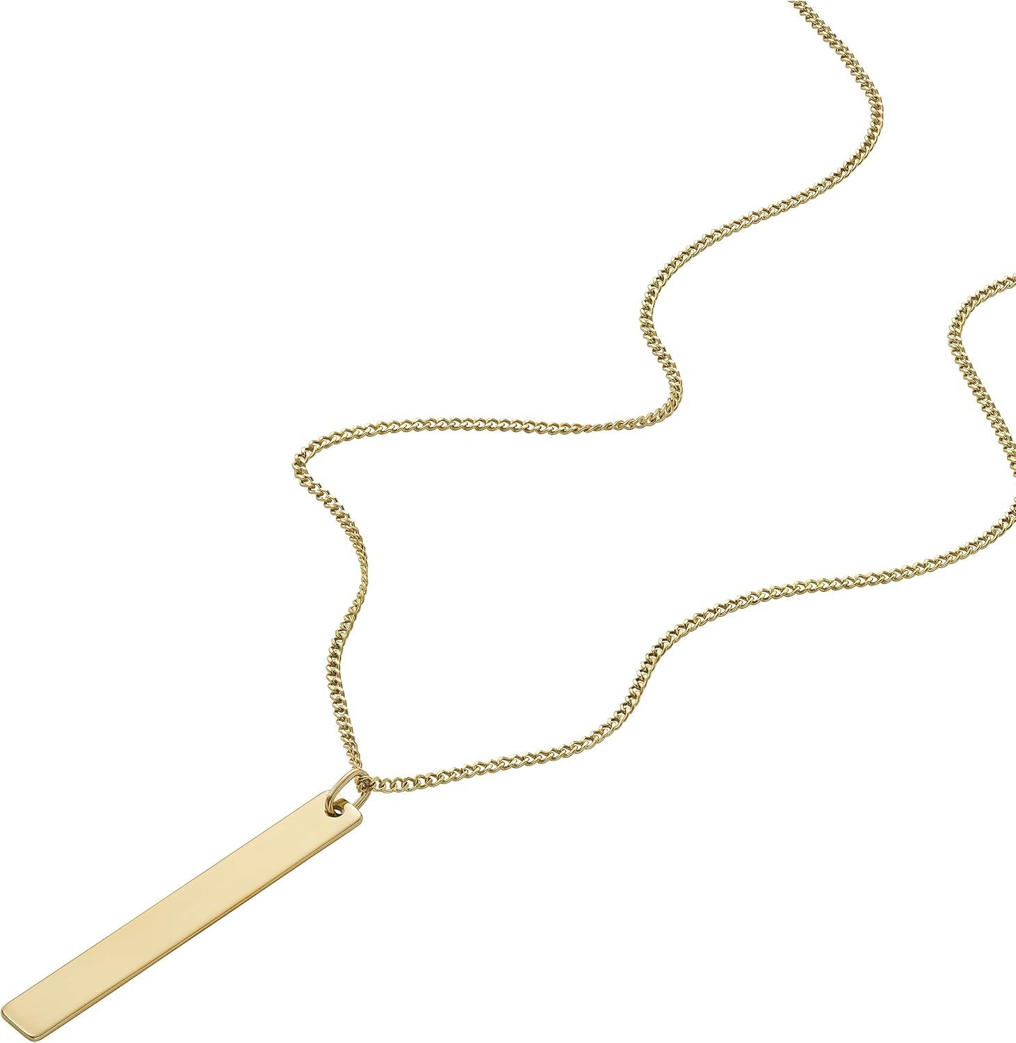 imageFossil Womens Plated Stainless Steel Engravable Personalized Gift Pendant Chain Necklace for WomenGold
