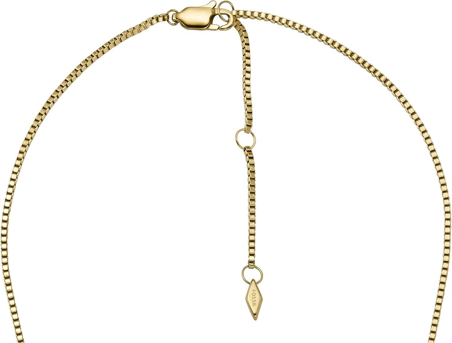 imageFossil Womens Plated Stainless Steel Engravable Personalized Gift Pendant Chain Necklace for WomenGold