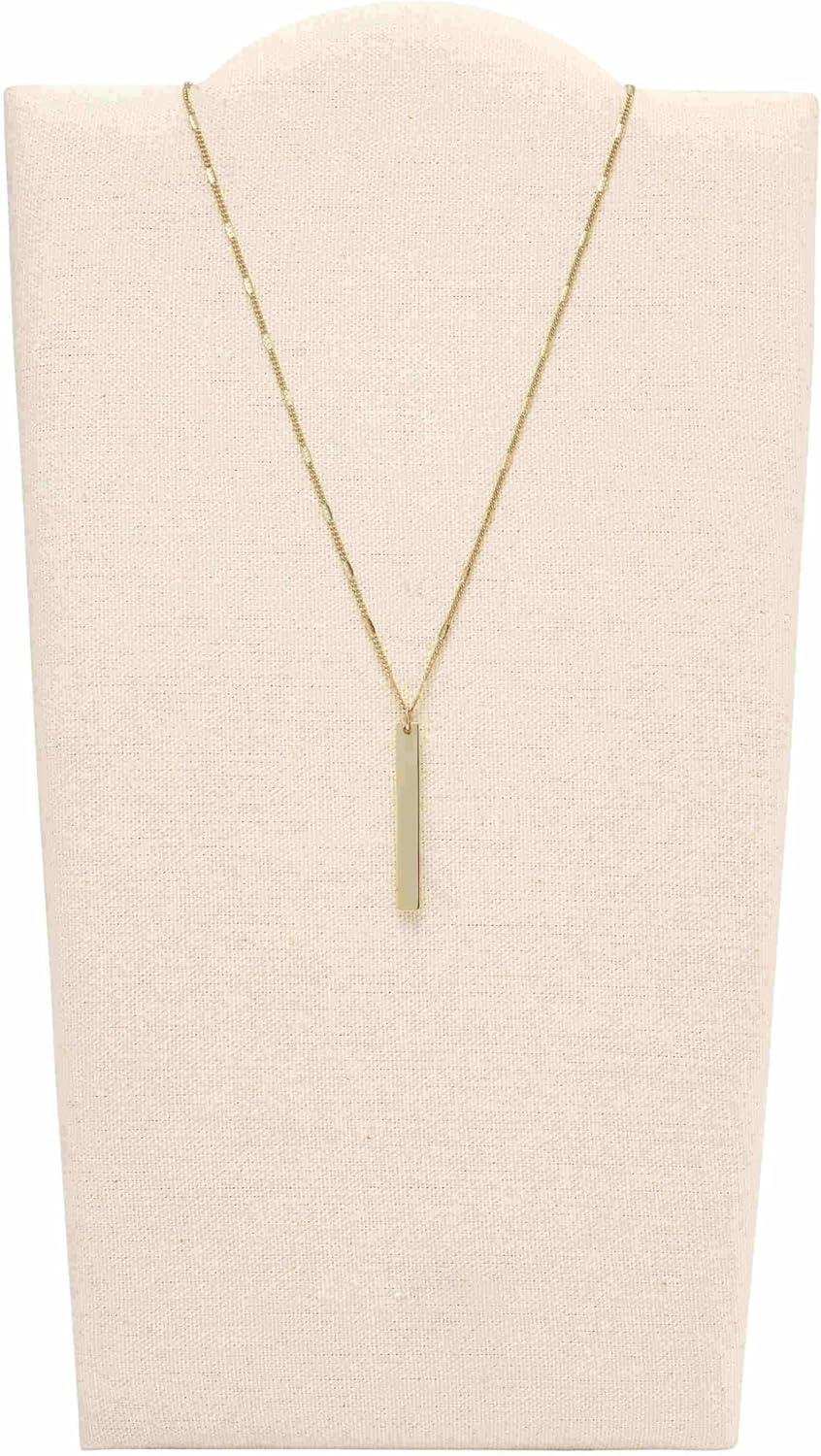 imageFossil Womens Plated Stainless Steel Engravable Personalized Gift Pendant Chain Necklace for WomenGold