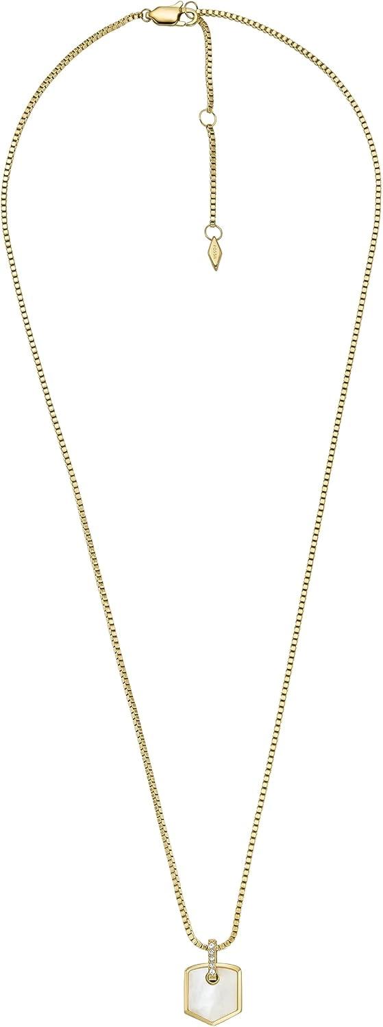imageFossil Womens Plated Stainless Steel Engravable Personalized Gift Pendant Chain Necklace for WomenGold