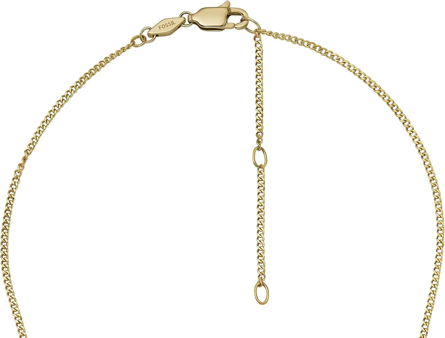 imageFossil Womens Plated Stainless Steel Engravable Personalized Gift Pendant Chain Necklace for WomenGold