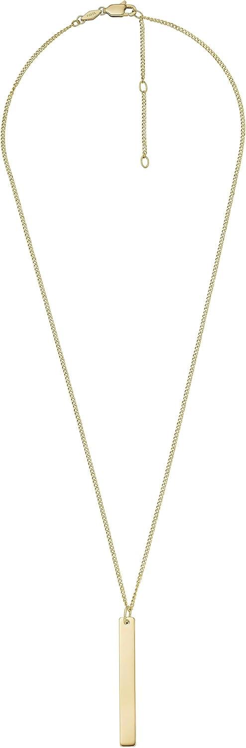 imageFossil Womens Plated Stainless Steel Engravable Personalized Gift Pendant Chain Necklace for WomenGold