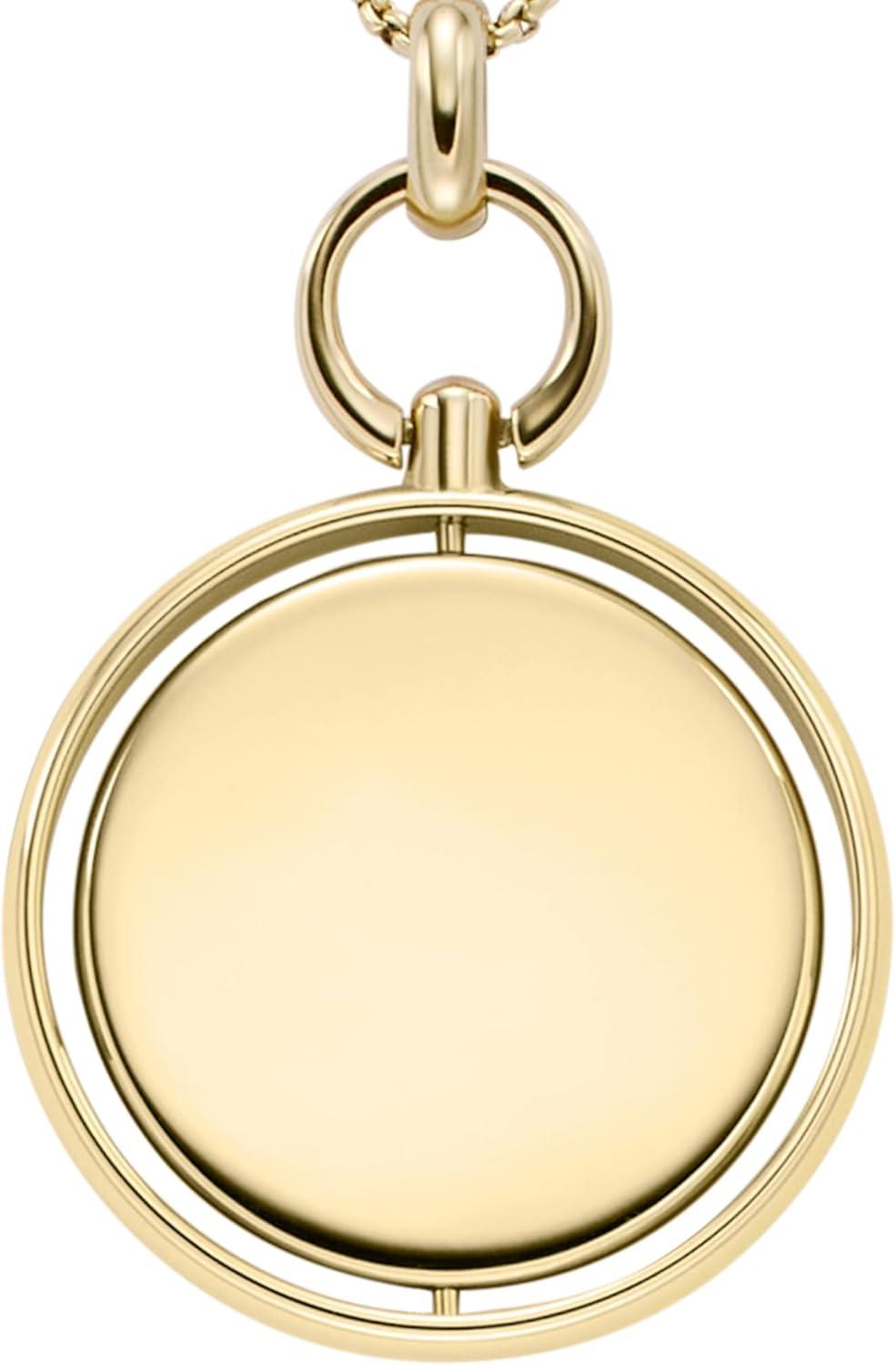 imageFossil Womens Plated Stainless Steel Engravable Personalized Gift Pendant Chain Necklace for WomenGold