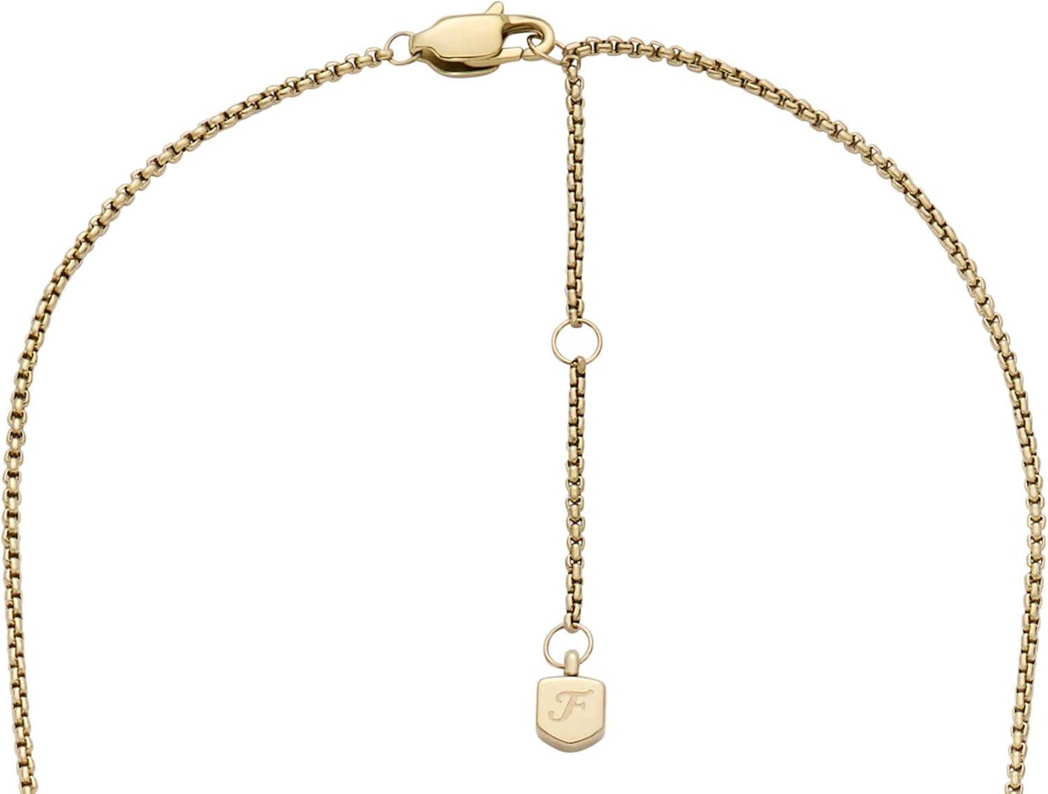 imageFossil Womens Plated Stainless Steel Engravable Personalized Gift Pendant Chain Necklace for WomenGold