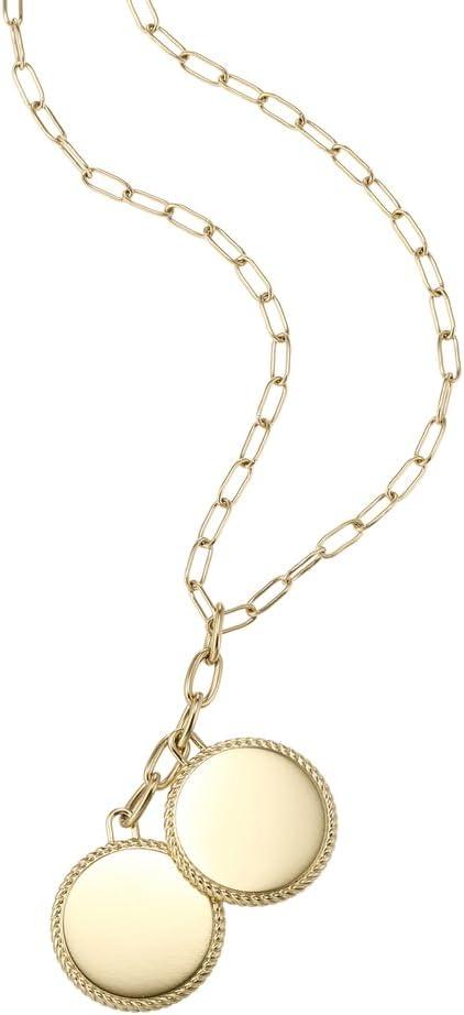 imageFossil Womens Plated Stainless Steel Engravable Personalized Gift Pendant Chain Necklace for WomenGold Drew Double Pendant