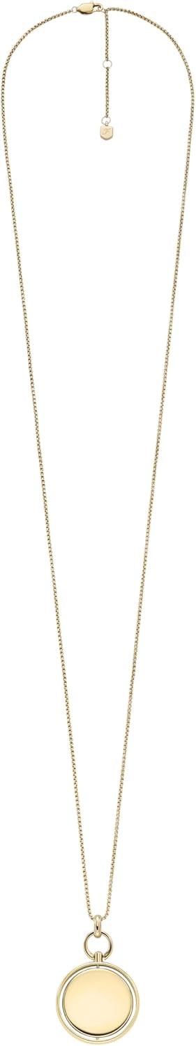 imageFossil Womens Plated Stainless Steel Engravable Personalized Gift Pendant Chain Necklace for WomenGold Heritage Legacy Charm