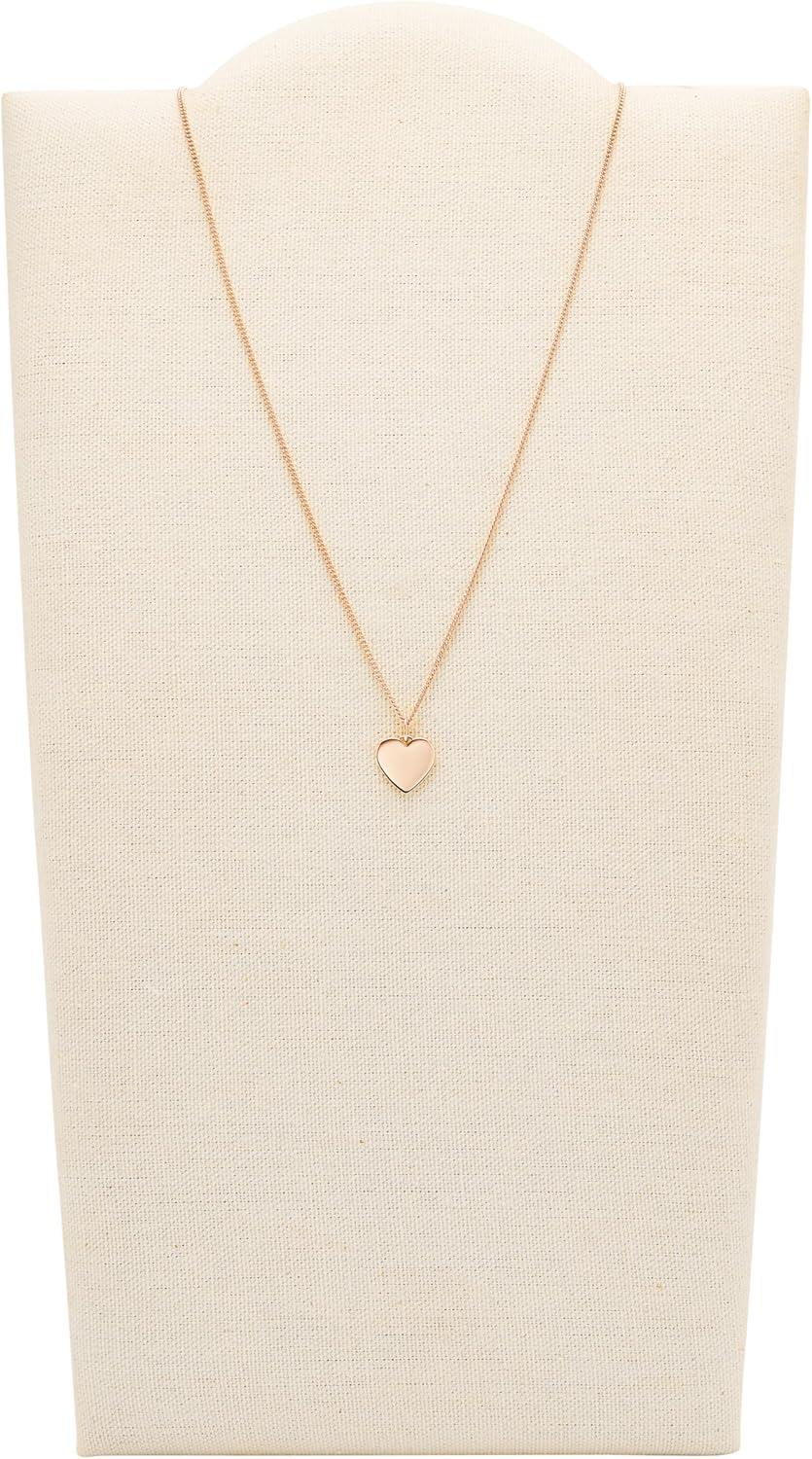 imageFossil Womens Plated Stainless Steel Engravable Personalized Gift Pendant Chain Necklace for WomenRose Gold Heart